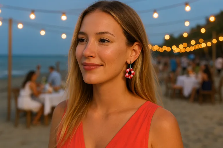 Pendientes para vestido coral