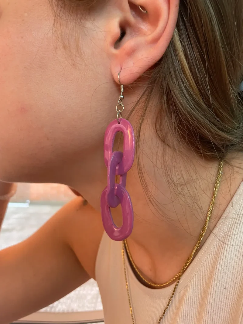 Pendientes morados largos fiesta arcilla polimérica