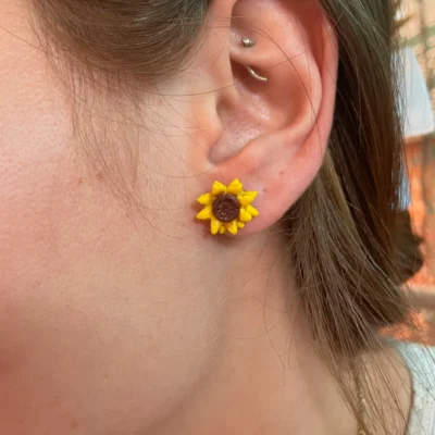 Pendientes presión girasoles arcilla polimérica