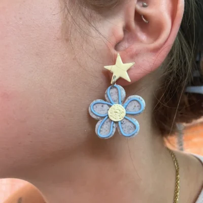 Pendientes flores estrellas arcilla polimérica de