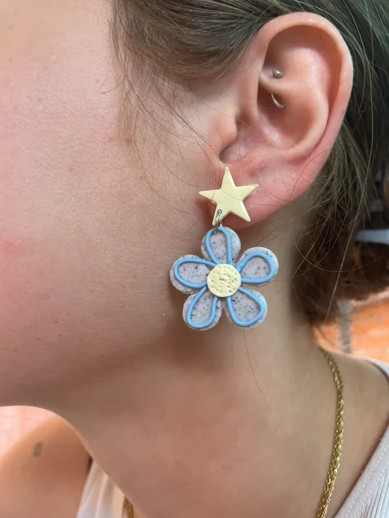 Pendientes flores estrellas arcilla polimérica de