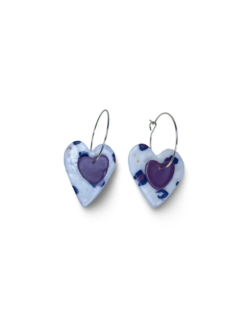 Pendientes aro corazones marrones