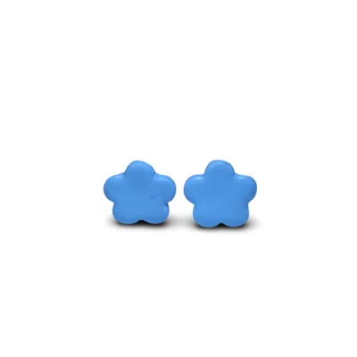 Pendientes presión flores azul nube