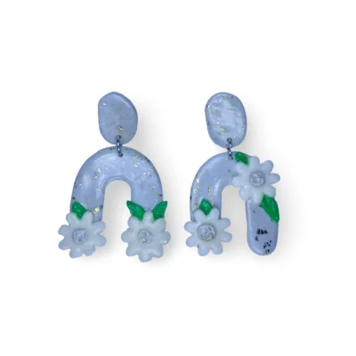 Pendientes flamenca blancos margaritas