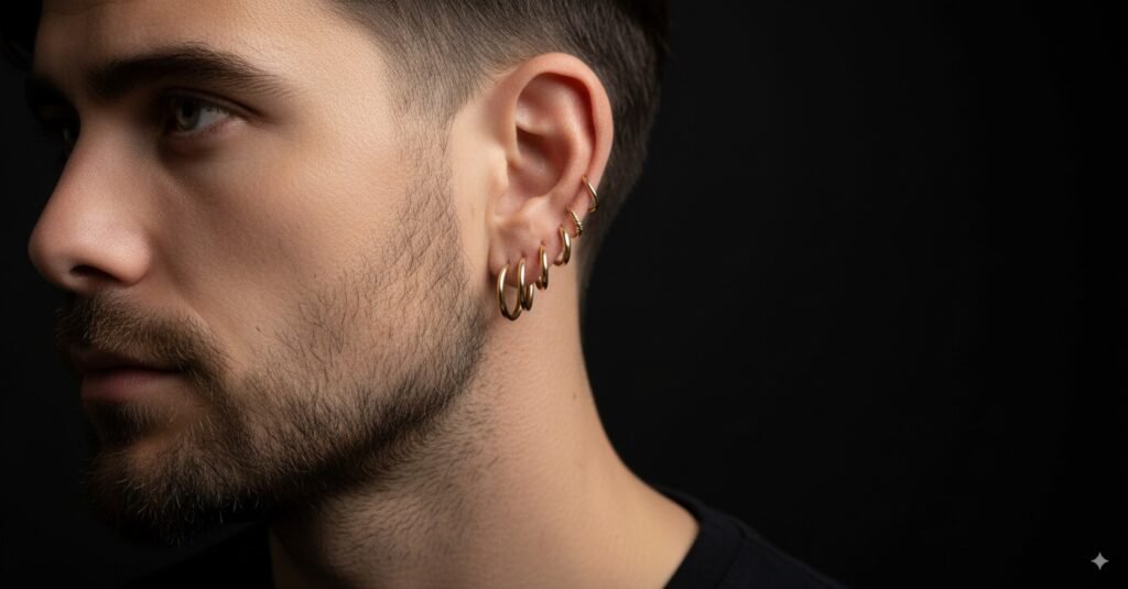 Pendientes de aro de hombre