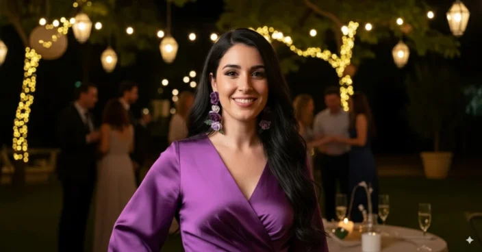 Pendientes grandes vestido morado Pendientes para vestido lila