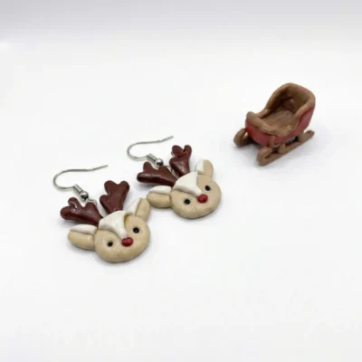 Pendientes navideños de reno